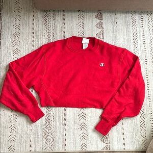 Champion Women's Red Cropped Sweatshirt